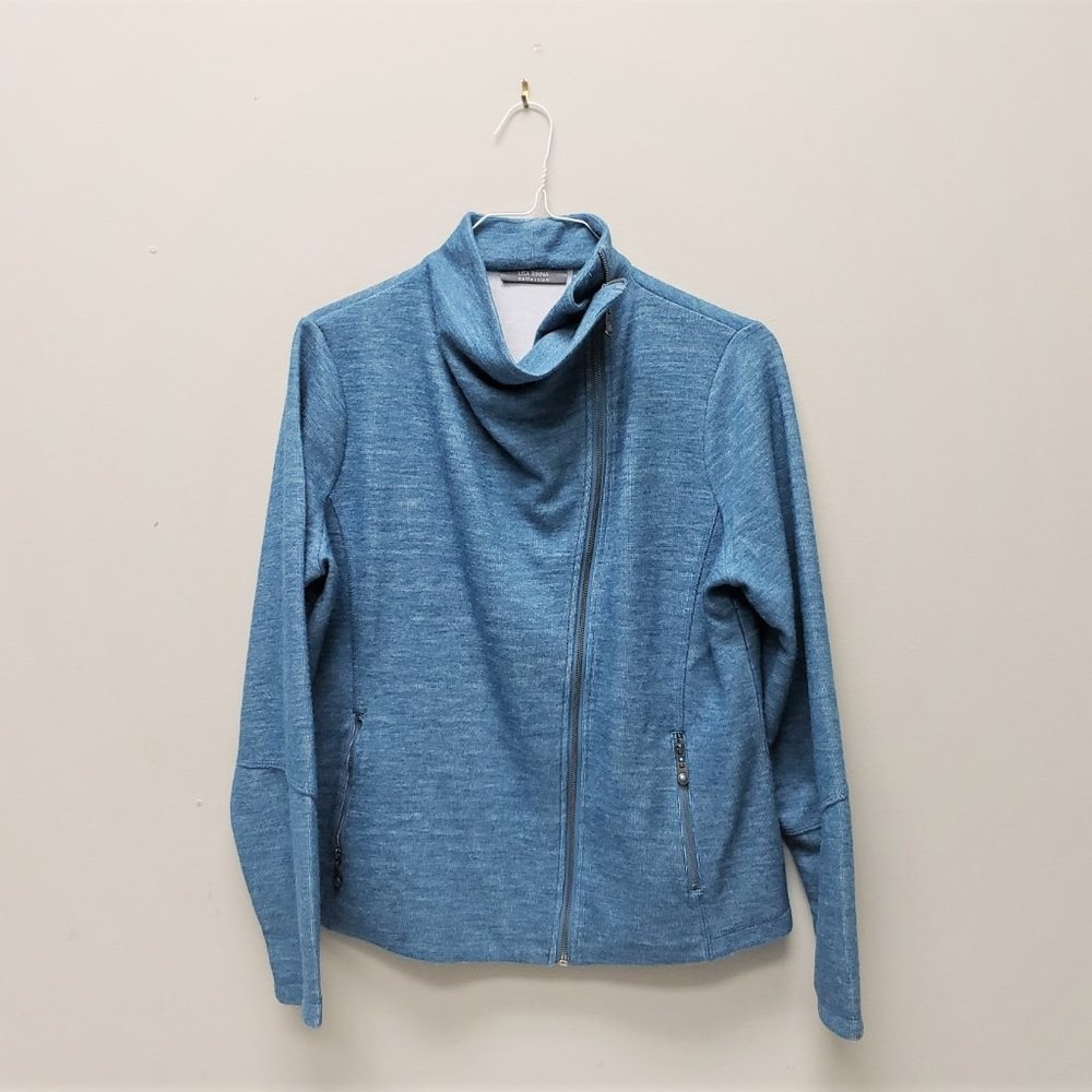 Lisa Rinna Blue Side Zipper Jacket
